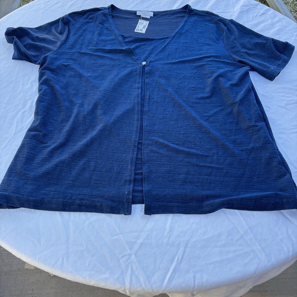 womens tops 2x plus SheriV USA Navy New With Tags Slight Damage‎ Pictured Vtg
